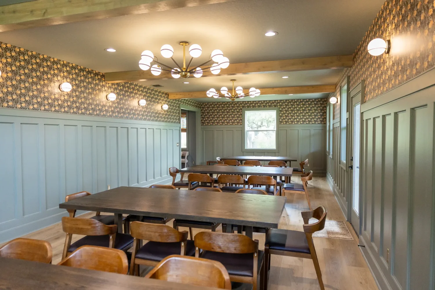 Dining room set for a corporate gathering