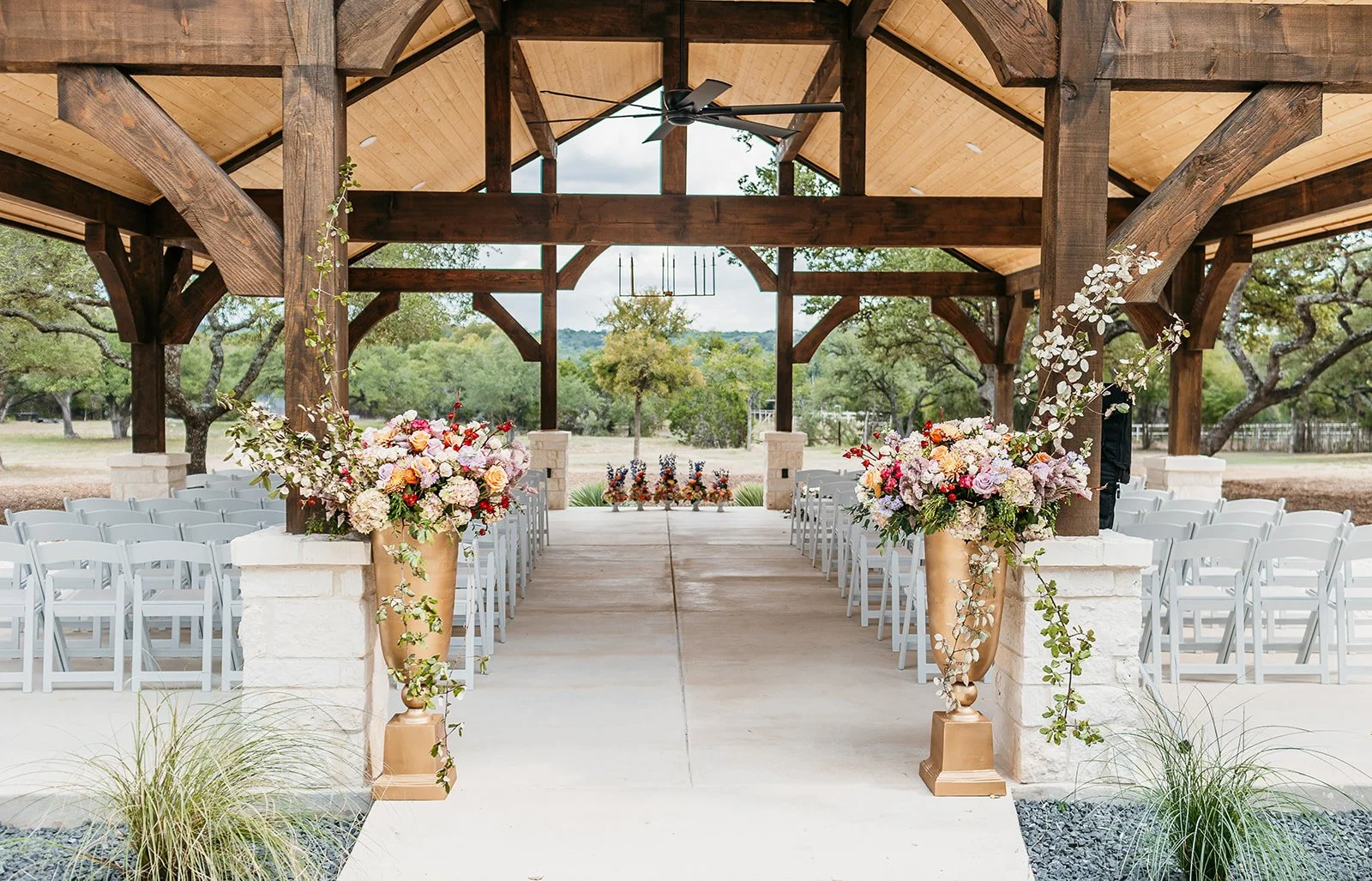 Outdoor wedding ceremony under the pavilion